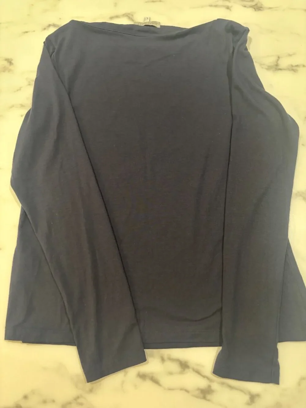 Anatomie Navy Bateau Neck Long Sleeve Top | Size L | Technical Knit | Travel